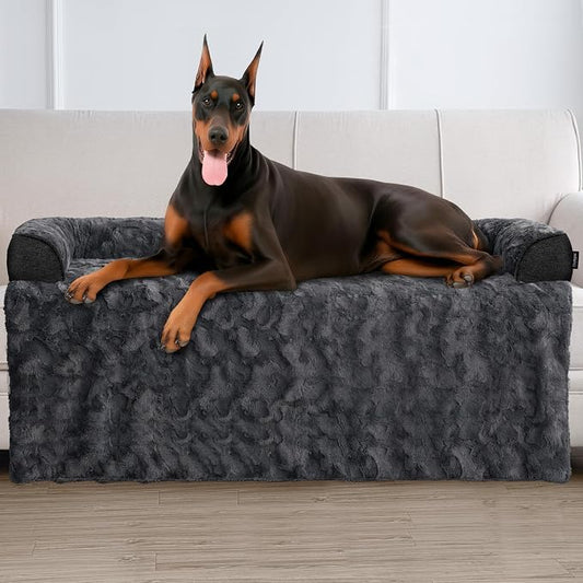 Calming Dog Beds, Extra Large Fluffy Plush Dog Mat for Furniture Protector with Removable Washable Cover for Large Medium Small Dogs and Cats,53 x 39 inch by blunique