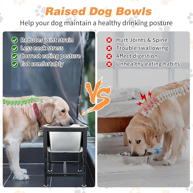 3 Gallon Elevated Dog Water Bowl, Raised Stand for Large Dogs | 4 Adjustable Heights, 9.65-15.16 in Stand, 3 Gallon Bowl, 14 x 10.6 x 5.9 in Size, Indoor Outdoor Use, Easy to Clean - Image 4