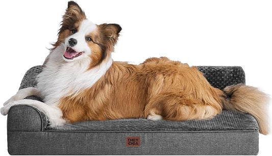 EHEYCIGA XL Dog Bed Memory Foam for Crate, Extra Large Dog Bed Orthopedic with Washable Removable Cover, Waterproof Pet Sofa Couch XLarge Size Dogs, 41x27x6.5, Dark Grey by EHEYCIGA