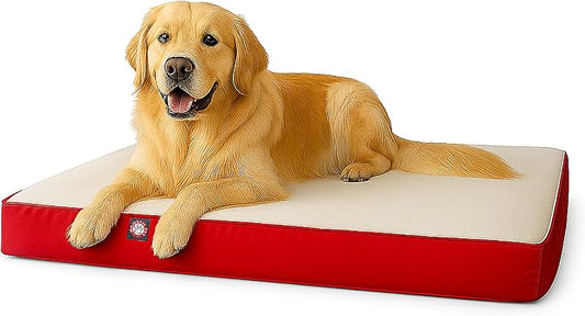 Majestic Pet 48x34x3 Inch Red Orthopedic Memory Foam Rectangle Dog Bed – Large Size Crate Dog Bed for Dogs with Joint Pain, Arthritis – Durable Pet Mattress with Egg Crate Foam, Washable Cover by MajesticPet