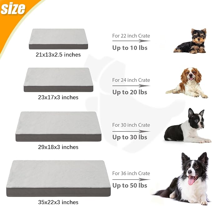 KSIIA Orthopedic Dog Bed for Small Dogs with Waterproof Lining, Grey, 21x13 | Deluxe Soft Plush Dog Crate Bed, Washable Pet Mat with Removable Cover & Egg Crate Foam for Small Dogs Sleeping & Relaxing - Image 6