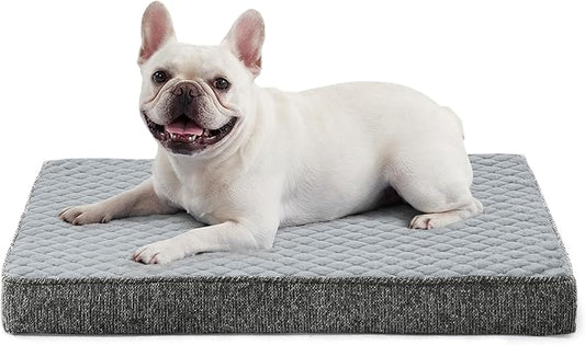JOEJOY Orthopedic Dog Bed for Small Dogs, Washable Dog Crate Bed Small Sized with Removable Cover, Egg Memory Foam Pet Beds, Light Grey, 23"x17" by JOEJOY