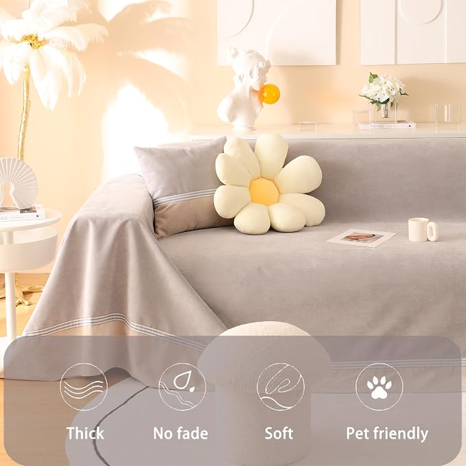 Waterproof Sofa Cover for Pets, Light Grey Couch Covers for Sectional Sofa, Simple Style Sofa Covers for 2-3 Cushion Couch, Waterproof, Durable and Washable, XL 79" x 118" - Image 5