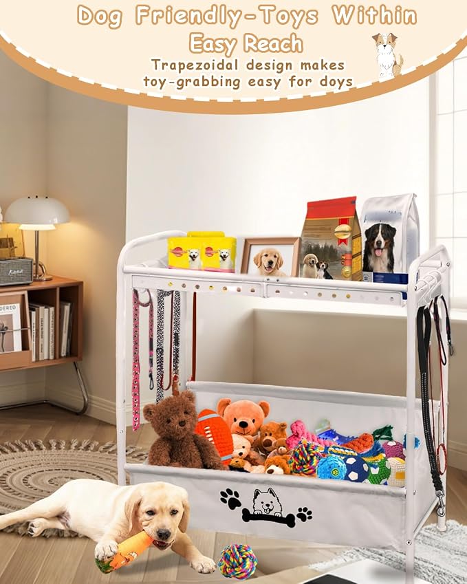 Large Dog Toy Basket,Dog Toy Bin with Storage Organizer,2-Tier Dogs Toys Box for Living Room,Dogs Cat Accessories Organizer,Durable Toys Holder Chest for Leashes - Image 3