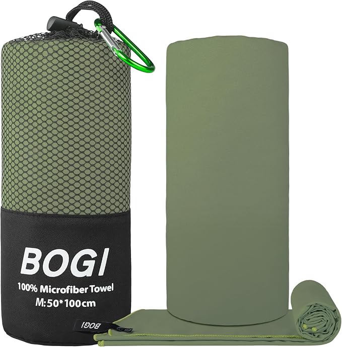 BOGI Microfiber Travel Sports Towel-Quick Dry Travel Towel,Soft Lightweight Absorbent Compact Sports Towel for Camping Gym Beach Bath Yoga Swimming Backpacking (M:40''x20''-AGreen) - Image 2