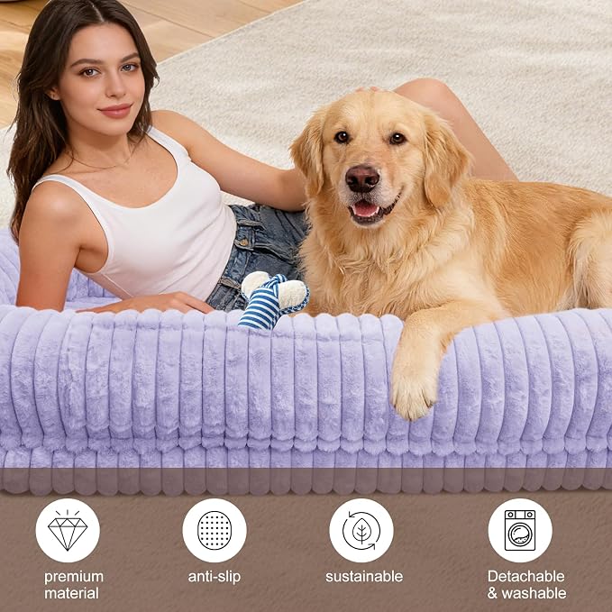 Human Dog Bed for Adult,Large Dog Bed 70"x38"x10" | Orthopedic Washable XL Dog Bed with Memory Foam (Purple) - Image 4
