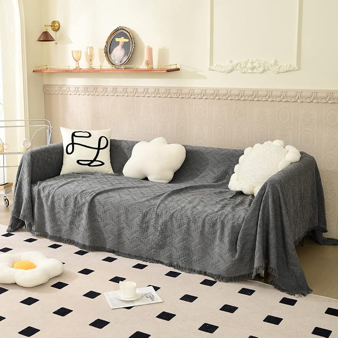AIVIA Couch Cover Sheet Blanket, Oversized Couch Covers for 3-4 Cushion High Backed Backrest Sofa, Extra Large Furniture Decoration Covers Sofa Slipcovers, L Shape U-Shaped Sectional Protector - Image 4