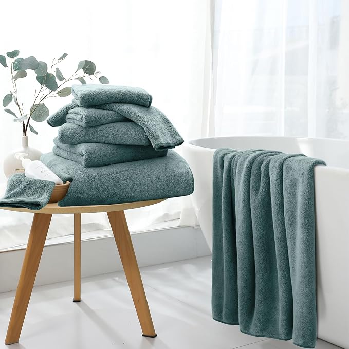 Extra Large Bath Sheet 4 Piece (35"x70")-Ultra Soft Oversized Bath Towel,Bath Sheet Set for Bathroom Hotel,Highly Absorbent Quick Dry Shower Towel Set for Adults,Bathroom Towel-Pine Green - Image 7
