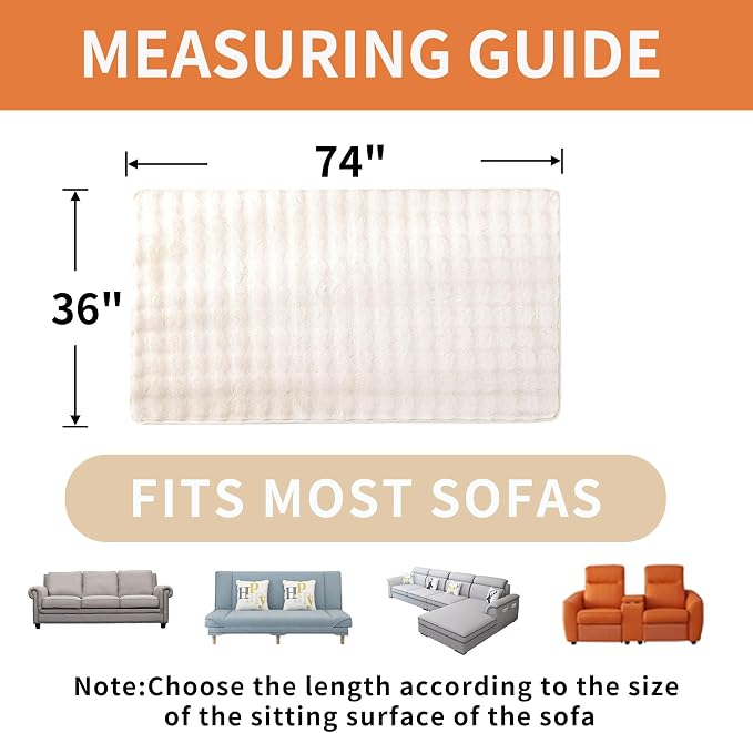 Waterproof Dog Bed Cover Non Slip Couch Covers for Dogs Washable Soft Faux Fur Sofa Cover Couch Covers for 3 Cushion Couch Sofa Pet Friendly (Off White) - Image 4