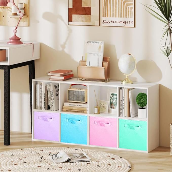 ShellKingdom Storage Bins, Foldable Fabric Storage Cubes, 8 Pack, 4 Colors | Cloth Organizer Drawer For Closet And Toys, 13 X 13 X 13 INCH, (Pink+Lavender+Light Blue+Mint Green) - Image 3