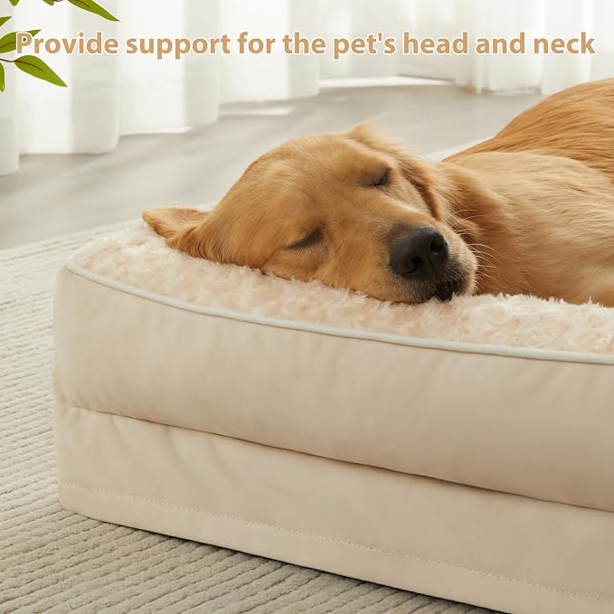 BFPETHOME Washable Orthopedic Dog Bed for Medium Dogs, Waterproof Sofa Bed | 30x20 Inch Deluxe Plush Rose Velvet Washable Cover, Egg Crate Foam Support, Waterproof Lining, Non-Slip Bottom, Senior Dogs - Image 2