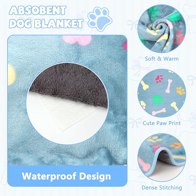YUEPET 2 Pack Waterproof Dog Blanket, Washable Puppy Blanket for Small Dogs | Bed Couch Sofa Protector, Waterproof Inner Layer, Soft Fleece Flannel, 23 x 16 in, Machine Washable, Small Dogs and Cats - Image 3
