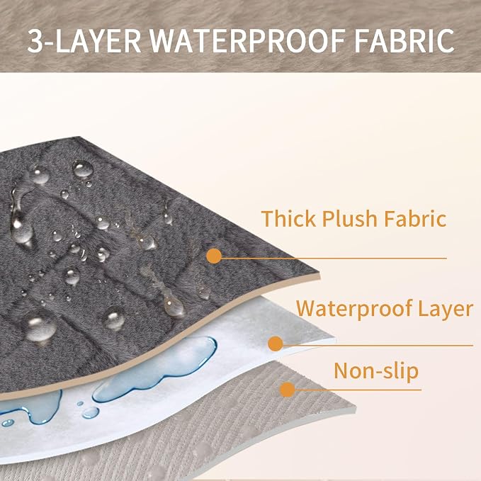 Waterproof Dog Bed Cover Non Slip Couch Cover for Dogs Washable Soft Faux Fur Sofa Cover Couch Covers for 3 Cushion Couch Sofa Pet Friendly (Grey, 22.5x22.5（2pc）) - Image 5