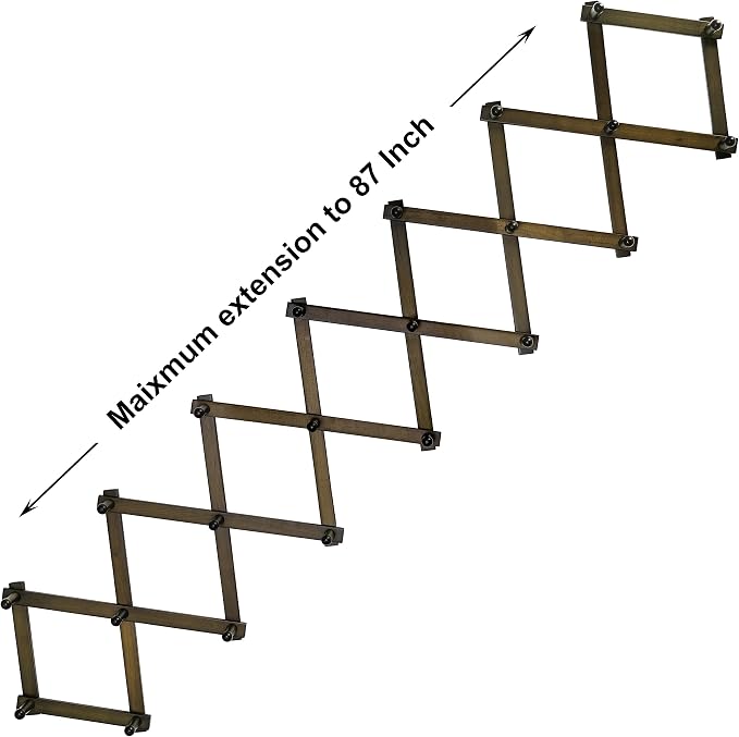 SKOLOO Accordion Wall Hanger with 22 Hooks, Modern Expandable Coat Rack Hat Rack for Wall, Solid Wooden, Dark Walnut Color - Image 6