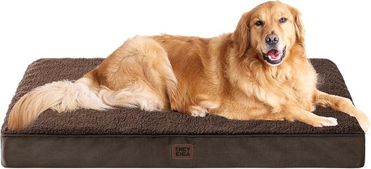 EHEYCIGA Orthopedic Dog Bed Large with Removable Washable Cover, 44IN Brown | Egg Crate Foam Support, Durable Oxford fabric, Non-Slip Bottom, Machine Washable, Soft Waterproof Plush Pet Bed Mat For Crate by EHEYCIGA