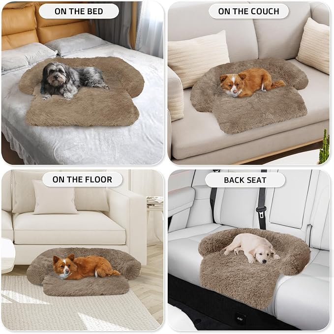 Calming Dog Bed Fluffy Plush Dog Mat for Furniture Protector with Removable Washable Cover for Large Medium Small Dogs and Cats (XS(31“x23.5”x5), Camel) - Image 6