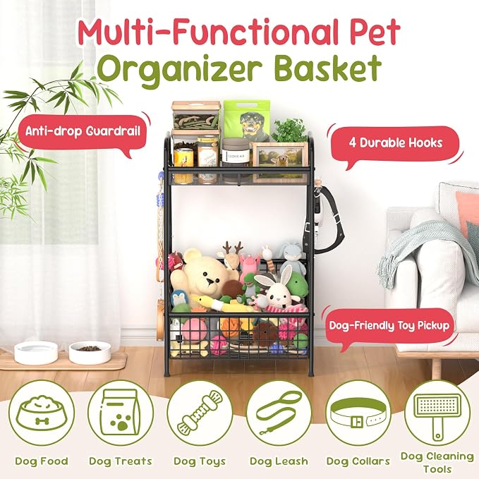 Kaiferty Indestructible Medium Dog Toy basket, Toy Box for Dogs,Pet Toys Bin Dog Metal Wire Basket for Toys, Food Storage, Storage Organizer Chest Storage, Toy Box for Living Room Area (Black) - Image 7