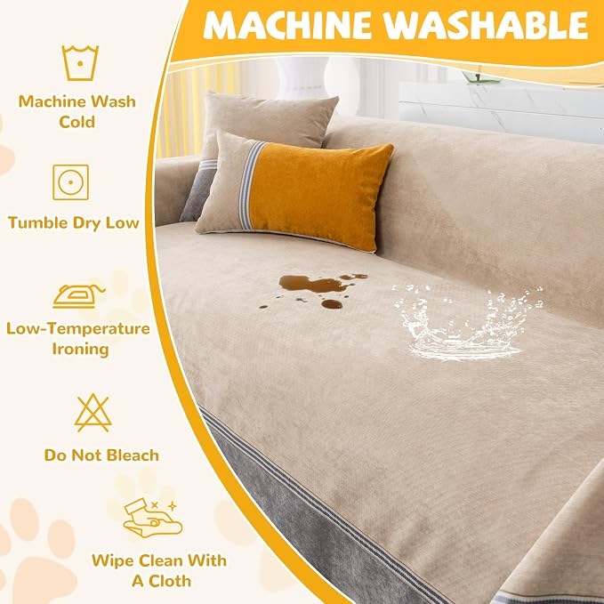 Waterproof Non-Slip Couch Cover for Pets & Dogs, Khaki 79" x 150" | Pet Sofa Cover, Washable, Pet Friendly, Anti Cat Scratch, Furniture Protector, for 3 Cushion Couch Sectional L Shaped Sofa - Image 9