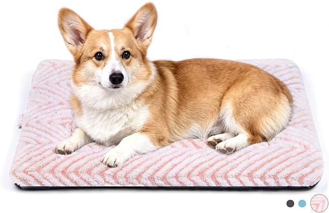 Mora Pets Washable Dog Crate Pad Soft Dog Kennel Bed Crate Mat for Small Medium Dogs, Puppies & Large Cats Flat Pet Bed with Anti-Slip Bottom for Cage & Carrier Sleeping Chevron Pink 30 x 19 by MoraPets