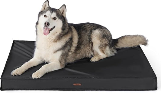 LE SURE Outdoor Waterproof XXL Dog Bed,Orthopedic Pet Mat,48x30In | Crate Pad for Dogs with Oxford Fabric Surface,Removable Washable Cover,Egg Foam Kennel Pads,Non slip Bottom,Black by Lesure