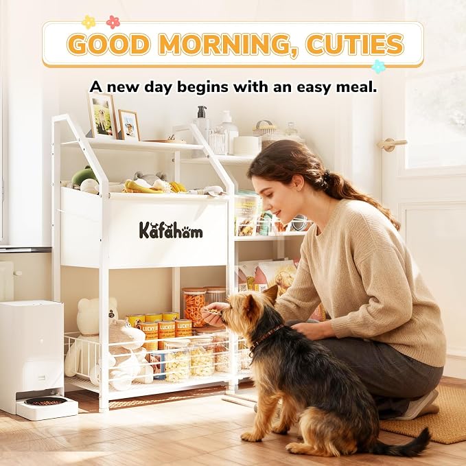 KAFAHOM Dog Toy Basket, Large Dog Toy Bin with Can Dispenser, Pet Toy box with Storage Shelf, Dog Stuff with Collar Leash Holder Rod, Ultimate Pet Furniture & Essentials, Dog Lover Gifts - Image 5