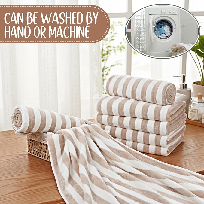 SmoothNovelty 8 Pack Microfiber Bath Towels Bulk 27'' x 60'' Oversized Bath Towel Highly Absorbent Extra Large Shower Sheets Soft Drying for Beach Pool Bathroom Salon Party(Khaki) - Image 7