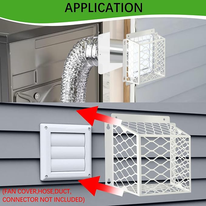 Dryer Vent Bird Guard,Dryer Vent Cover Outside for 3-4 inch Vent Hoods | Universal Outdoor Bird Guard for Dryer Vent & Bathroom Exhaust,Galvanized Steel Bird Cage 7"Lx7"Wx5"H,Prevent Bird From Enter - Image 4
