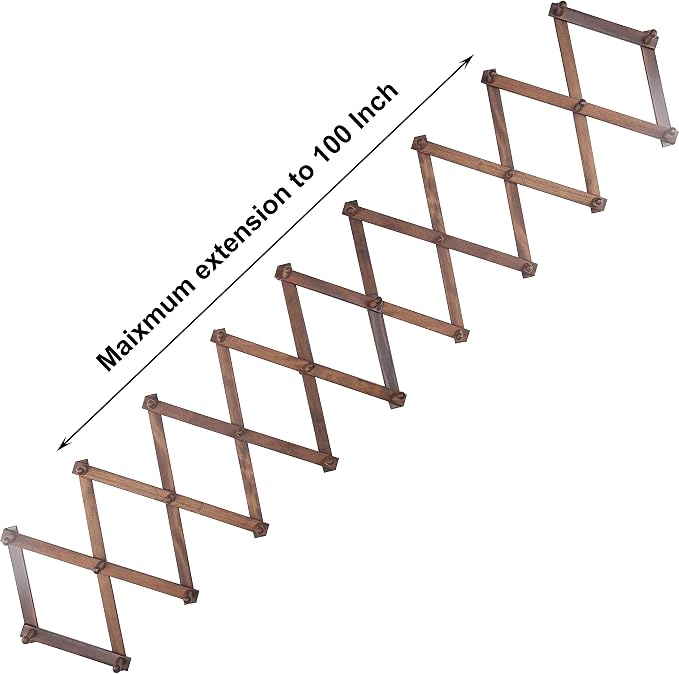 SKOLOO Accordion Wall Hanger with 28 Hooks, Modern Expandable Coat Rack Hat Rack for Wall, Solid Wooden, Walnut Color - Image 5