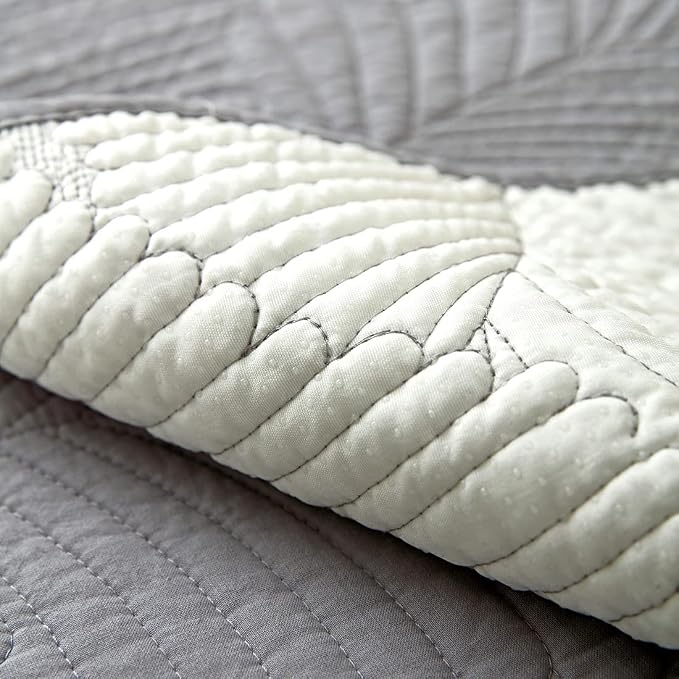 Solid Color Leaf Cotton Quilted Sofa Covers Anti-Slip Soft Sectional Couch Cover Washable Sofa Slipcover for Dogs Cats Pet (Light Grey,36''x94'') - Image 6