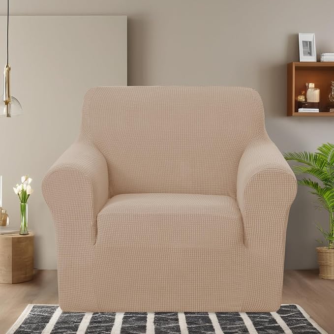 U-NICE HOME Stretch Recliner Chair Cover Armchair Slipcover, Camel | Furniture Protector, 1-Piece Chair cover, Washable, Pet friendly, Polyester Spandex Jacquard fabric - Image 2
