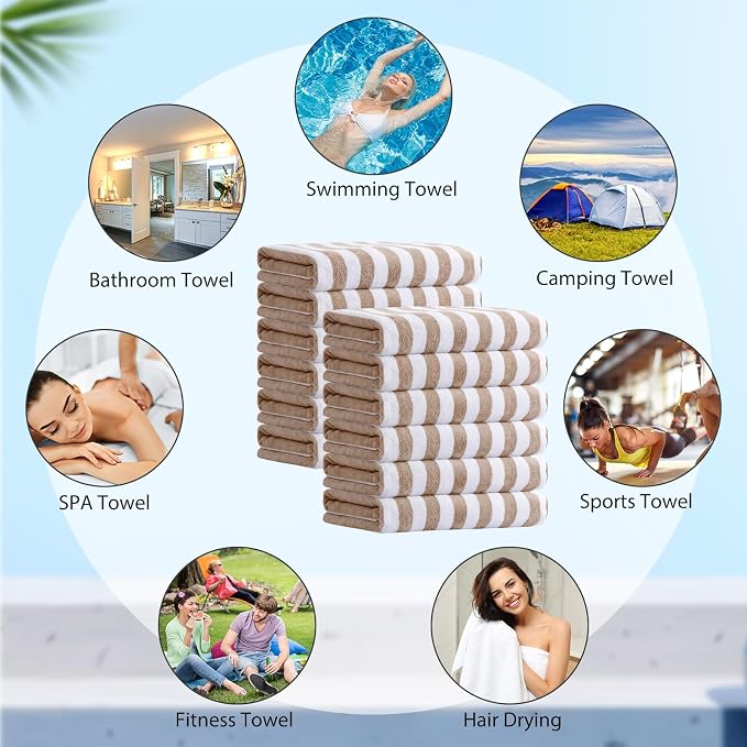 SmoothNovelty 12 Pack Microfiber Bath Towels Bulk 30'' x 70'' Oversized Beach Towel Extra Large Big Shower Body Sheet Highly Absorbent Soft Drying for Pool Bathroom Salon Hotel Party(Camel) - Image 7