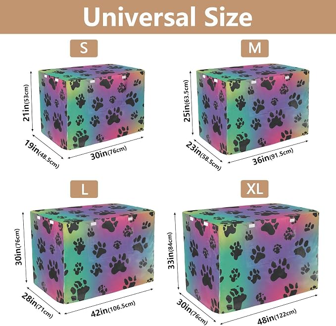Dog Crate Cover Kennel Cover for Dog Cages Breathable for Wire Cage Indoor Outdoor Gradient Paw Prints and Trails - Image 3