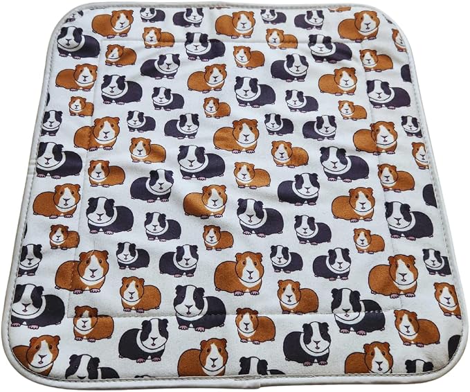Tater Pets Guinea Pig Fleece Cage Liner - Tidy Mat - Lap Pad - Corner Pad - Absorbent - Machine Washable - for Guinea Pigs and Hedgehogs (Guinea Pigs on Gray, Tidy Mat 14"x14") by TaterPets
