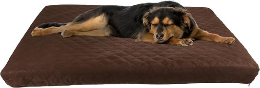 Waterproof Dog Bed - 2-Layer Memory Foam Pet Pad with Removable Machine Wash Cover - 44x35 Crate Mat for Dogs and Puppies by PETMAKER (Brown) by PETMAKER