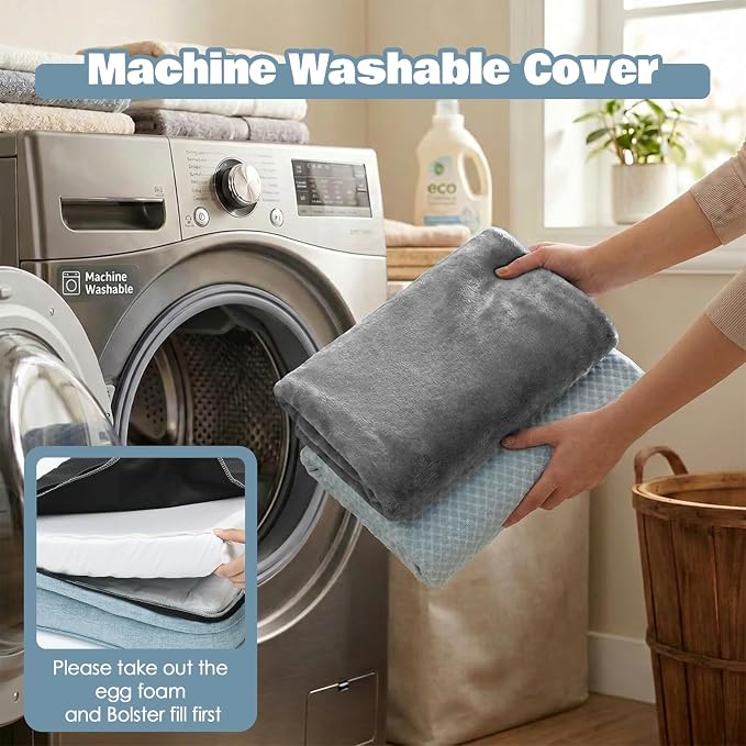 Orthopedic Dog Bed Large Sized Dog with 2 Pack Removable Washable Covers - Soft Plush & Cooling Surface, Waterproof Dog Bed 36 Inch Pet Bed with Egg-Crate Foam and Non-Skid Bottom - Image 6