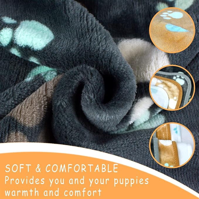 Dog Blankets for Medium Large Dogs, 3 Pack Dog Blanket Washable 41" x 31", Fuzzy Soft Pet Mat Throw Cover for Kennel Crate Bed, Cute Paw Pattern, Cat Blanket, Blankets for Dogs, Pet Blanket - Image 2