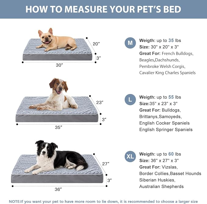 WNPETHOME Orthopedic Large Dog Bed, Large Waterproof Dog Bed with Removable Washable Cover & Anti-Slip Bottom,Egg Crate Foam Pet Bed Mat,Soft Rose Plush Pet Crate Mat - Image 5