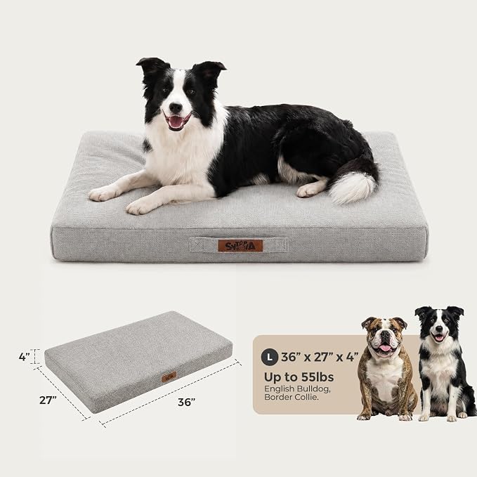 Sytopia Outdoor Dog Bed, 36" XL Orthopedic Dog Bed for Extra Large Dogs (55 lbs), Durable Waterproof Pet Bed, Heavy Duty Dog Crate Pad, Washable Removable Cover, Anti-Slip Bottom, Light Gray - Image 5