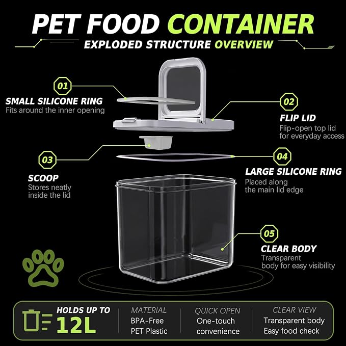 LivLab Mker Pet Food Storage Containers With Lids & Scooper | Dog Food Storage Container,12L/12KG/10-15LBS,BPA Free Airtight Storage Containers Store Dry Food For Kitchen Pantry - Image 6
