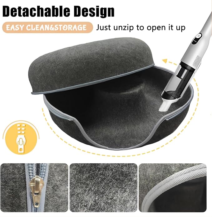 24inch-Tunnel Bed for Indoor,cattasaurus Peekaboo cat cave for Multiple,Detachable Felt Felt Washable Interior for Indoor Cats,Donut Tunnel (Dark Grey) - Image 3