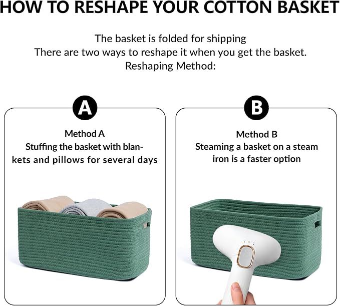 MiniArk Large Storage Baskets for Shelves, 17 x 13 x 7.5” Closet Organizers Bins for Clothes Blanket Towels, Baby Nursery, Toy Baskets Box, Woven Rope Baskets, 3 Packs Green - Image 7