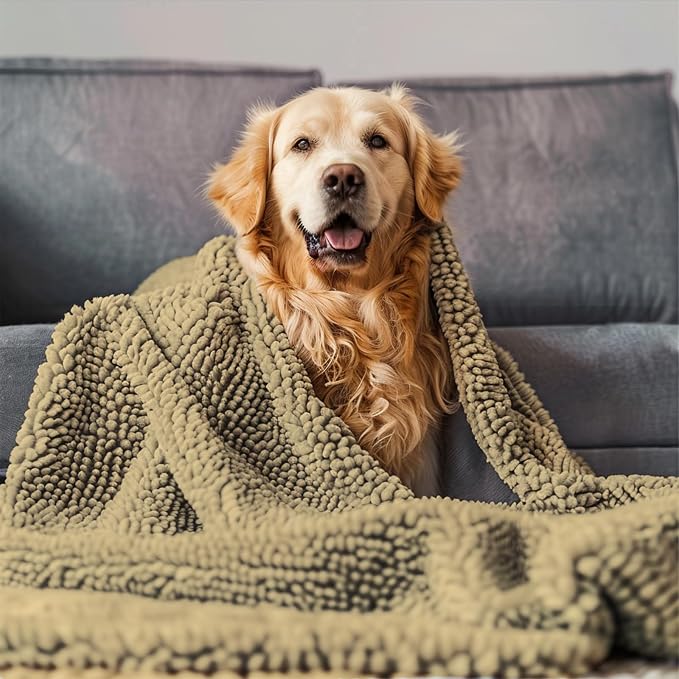 Muddy Mat® Dog Blanket - Chenille Water Absorption Blanket for Bed & Couch Cover for Dogs Washable, Anti-Slip Soft and Durable Furniture Protector for Dogs - Beige 48"x56" - Image 6