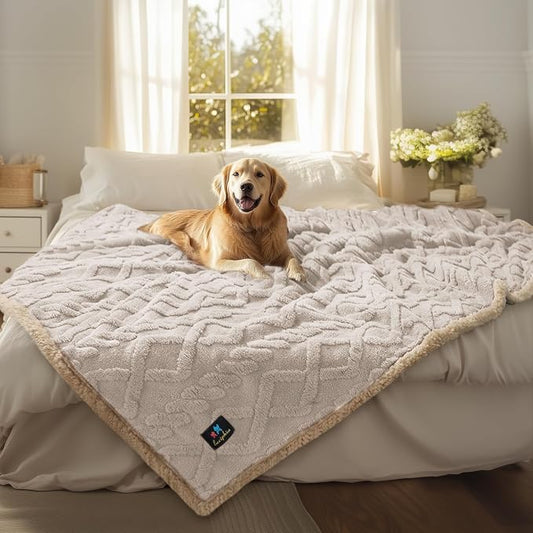 Luciphia Waterproof Blanket for Twin Bed Reversible Fleece Couch Cover | Reversible waterproof pet blanket soft fleece machine washable protect couch bed, Beige-thicken 85" x 57" by luciphia