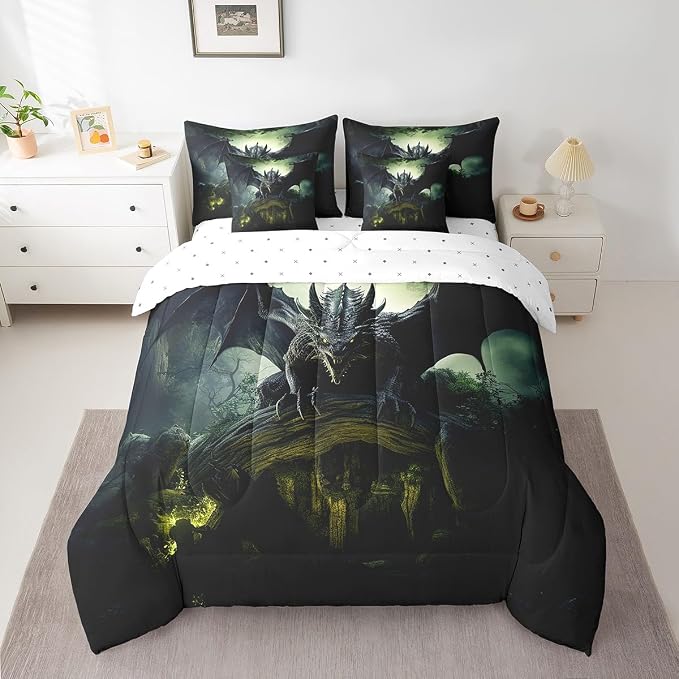 Erosebridal 7Pcs Bedding Sets Dinosaur Comforter Sets Bed in a Bag 3D Wild Dinoasur Comforter with Sheets for Children Boy Girl Teen Kids Bedroom,King 7Pcs by Erosebridal