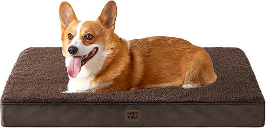 EHEYCIGA Orthopedic Dog Bed Large with Removable Washable Cover, 35IN Brown | Egg Crate Foam Support, Durable Oxford fabric, Non-Slip Bottom, Machine Washable, Soft Waterproof Plush Pet Bed Mat For Crate by EHEYCIGA