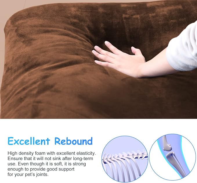 Magic Dog Super Soft Extra Large Dog Bed, 47 Inches Orthopedic Foam Dog Beds for XL Dogs, Jumbo Pet Bed with Anti Slip Bottom, Dog Sleeping Mattress with Removable and Washable Cover, Dark Brown - Image 2