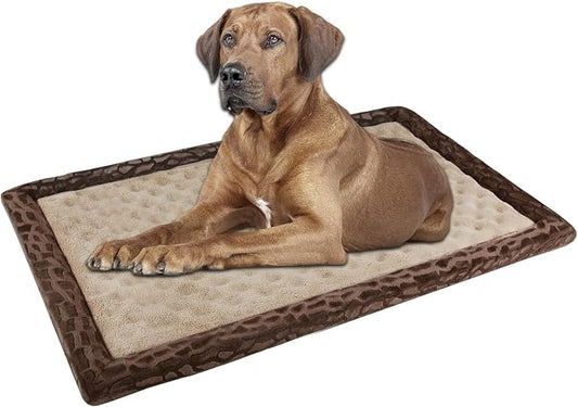 Dog Crate Pad 48x30 inch Memory Foam Large Dog Kennel Bed Soft Flannel Washable Anti Slip Puppy Sleeping Mat,Brown by PAGGEDHOME