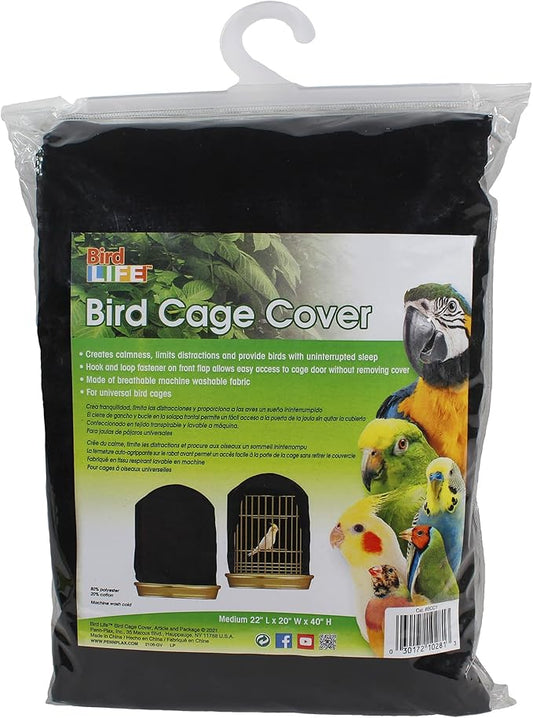 Penn-Plax Bird-Life Universal Fit Birdcage Cover – Machine Washable & Breathable Fabric – Black Color – Large Size by Penn-Plax