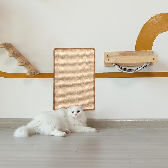 FUKUMARU Cat Scratcher Mat, 23.6 X 15.7 Inch Natural Sisal Cat Scratch Mat | Horizontal Cat Scratching Pad Mat Floor Rug with Sticky Tapes, Cat Wall Scratcher for Indoor Cats, Protect Couch and Carpet - Image 8