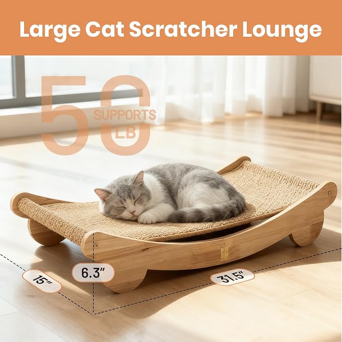 Ordora 31.5" Extra Large Cat Scratcher & Mat Set | Cat Scratch Pad&Bed – Cat Wall Scratcher Protects Sofas and Furniture – Ideal for Indoor Cats to Scratch and Rest - Image 3